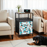 Atomic Cat Side Table with Power Outlets - Nightstand with 2 Drawers - retro bedside table