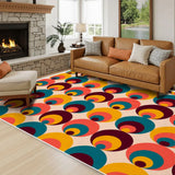 Atomic Midcentury Area Rug 48’’x72’’ – White Border Retro Modern Design - 48’’x72’’ - retro rug
