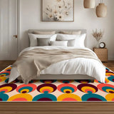 Atomic Midcentury Area Rug 48’’x72’’ – White Border Retro Modern Design - 48’’x72’’ - retro rug
