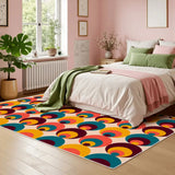 Atomic Midcentury Area Rug 48’’x72’’ – White Border Retro Modern Design - 48’’x72’’ - retro rug