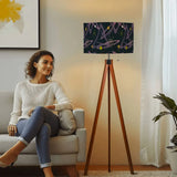 Atomic Wooden Tripod Lamp – 60s Retro Celestial Floor Light Black - retro floor lamps