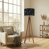 Atomic Wooden Tripod Lamp – 60s Retro Midcentury Modern Floor Light - retro floor lamps
