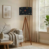 Atomic Wooden Tripod Lamp – 60s Retro Midcentury Modern Floor Light - retro floor lamps