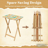 Atomic Wooden TV Tray Tables Set of 4 – Retro Folding Tables for Small Spaces - 4 Pack - retro tv tray