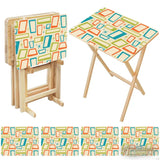 Atomic Wooden TV Tray Tables Set of 4 – Retro Folding Tables for Small Spaces - 4 Pack - retro tv tray