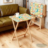 Atomic Wooden TV Tray Tables Set of 4 – Retro Folding Tables for Small Spaces - 4 Pack - retro tv tray