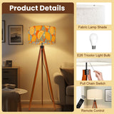 Scandi Retro Tripod Floor Lamp, Mid Century Lemon Fruits Pattern