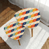 Triangle 60s Retro Tripod Nesting Table Set, Multicolor Diamonds