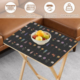 Botanical Black retro TV tray set of 4, tabletop close-up with fruit bowl