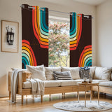 Midcentury Modern Rainbow Blackout Curtains: 70s Retro Multi Sizes Panels