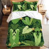 Green Monstera Leaf Retro Duvet Cover Set: Midcentury Botanical Bedding