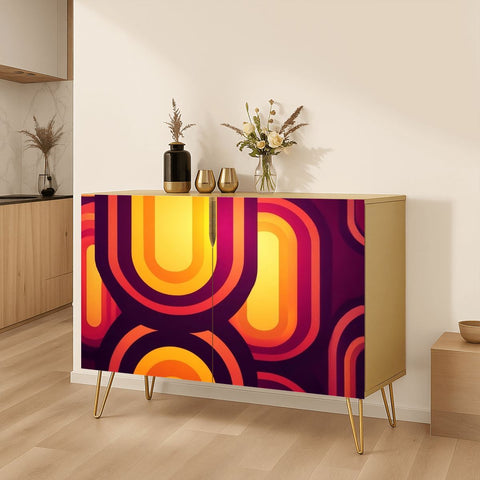 70s Retro Midcentury Wooden Storage Cabinet with Hairpin Legs