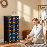 Blue Yellow 70s Retro Dresser: Midcentury Modern Cabinet