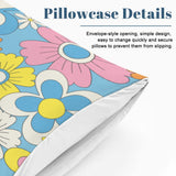 Retro 70s Flower Pattern Duvet Cover Set: Pastel Colors Floral Bedding