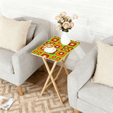 Retro 70s Style Folding TV Trays Set of 4 + Storage Rack Wooden Tables