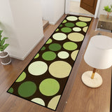 Retro 70s Bubbles Runner Rug – Midcentury Green Beige Brown Polka Dots