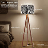 Scandi Retro Tripod Floor Lamp, Op-Art Black White