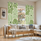 Midcentury Modern Floral Blackout Curtains: Green White 60s Retro Decor