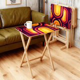 Midcentury Retro TV Trays Set of 4 with Wooden Storage Rack