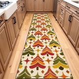 Retro Christmas Tree Runner Rug 24" × 120" – Retro Cream Red & Green