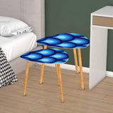 Blue Peacock Eyes Retro Tripod Nesting Table Set - Midcentury tables