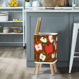 Square Small Trash Can with Lid, Apples Mid Century Pattern 1950s