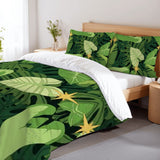 Green Monstera Leaf Retro Duvet Cover Set: Midcentury Botanical Bedding