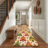 Retro Christmas Tree Runner Rug 24" × 120" – Retro Cream Red & Green