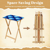 Retro Midcentury TV Tray Tables | Wooden Folding Table Set with Rack