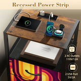 Midcentury Bedside Cabinet - Side Table with Power Outlet & USB Ports
