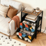 Retro 60s Bedside Table - Cabinet with Charging Station & Drawers