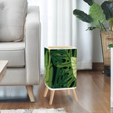 Midcentury Modern Monstera Leaf Lidded Trash Can: Green Scandi Wastebasket