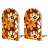 Retro Wooden Bookends Set of 2 – Beech Wood & Iron Shelf Organizers