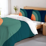 Retro 70s Rainbow Midcentury Duvet Cover Set: Blue Green Orange Bedding