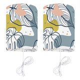 Retro Floral Linen Shade Wall Sconces - 60s Style Plug-in Lamp Set of 2