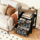 Retro 60s Midcentury Modern Bedside Table with Power Strip & 2 Drawers