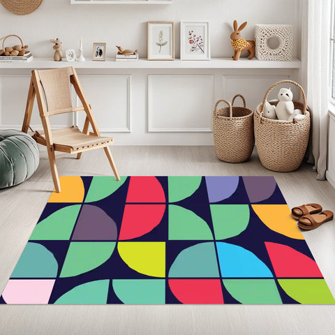 Bauhaus Retro Vintage Rug – No Tassels, Midcentury Modern Retro Decor