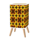 Brown & Yellow Abstract Peacock Eye Pattern 70s Retro Square Trash Can