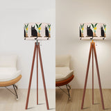 Retro Scandi Tripod Floor Lamp, Black Cat