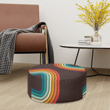 70s Retro Black Rainbow Inflatable Ottoman – Midcentury Footstool Lounge Seat
