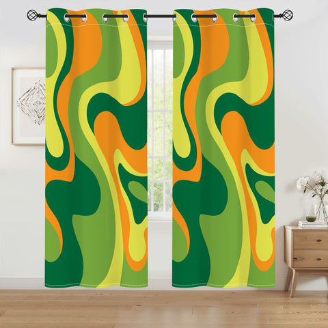 Psychedelic 70s Midcentury Blackout Curtains: Vibrant Retro Multi Sizes Drapes