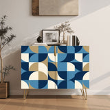 Retro Wooden Storage Cabinet – Geometric Blue Grey