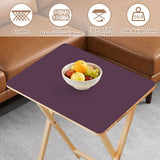 Dark Berry retro TV tray set of 4, tabletop close-up with fruit bowl