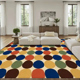 Big Polka Dots 70s Retro Rug 12x9 ft – Midcentury Plush Non-Slip Carpet - 144’’x108’’ - retro rug