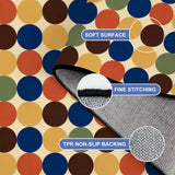 Big Polka Dots 70s Retro Rug 12x9 ft – Midcentury Plush Non-Slip Carpet - retro rug