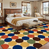 Big Polka Dots 70s Retro Rug 12x9 ft – Midcentury Plush Non-Slip Carpet - retro rug