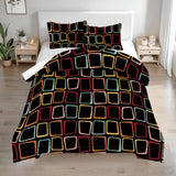 Black 60s Retro Comforter Set: Queen Size Microfiber Bedding - One Size - retro bedding