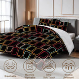Black 60s Retro Comforter Set: Queen Size Microfiber Bedding - One Size - retro bedding