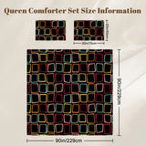 Black 60s Retro Comforter Set: Queen Size Microfiber Bedding - One Size - retro bedding
