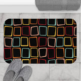 Black 70s Midcentury Blackout Curtains: Retro Squares Design Panels - retro curtains
